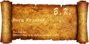 Berg Kristóf névjegykártya